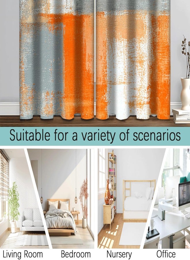 iTapnoom Abstract Orange Grey Blackout Curtains, Beige Aesthetic Art Painting Window Drapes Darkening Grommet Window Curtains for Living Room Bedroom Decor 2 Panels 52"x84" Inch - Image 4